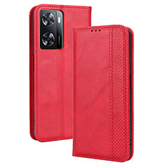 Funda de Cuero Cartera con Soporte Carcasa BY4 para Oppo A57 4G Rojo