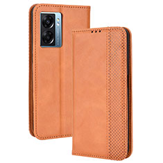 Funda de Cuero Cartera con Soporte Carcasa BY4 para Oppo A57 5G Marron