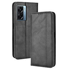 Funda de Cuero Cartera con Soporte Carcasa BY4 para Oppo A57 5G Negro