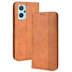 Funda de Cuero Cartera con Soporte Carcasa BY4 para Oppo A96 4G Marron