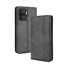 Funda de Cuero Cartera con Soporte Carcasa BY4 para Oppo F19 Pro Negro