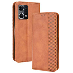 Funda de Cuero Cartera con Soporte Carcasa BY4 para Oppo F21s Pro 4G Marron