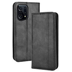 Funda de Cuero Cartera con Soporte Carcasa BY4 para Oppo Find X5 5G Negro