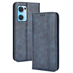 Funda de Cuero Cartera con Soporte Carcasa BY4 para Oppo Find X5 Lite 5G Azul