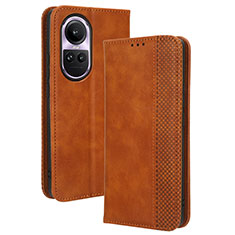 Funda de Cuero Cartera con Soporte Carcasa BY4 para Oppo Reno10 5G Marron