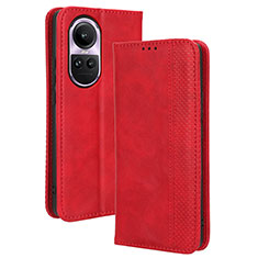 Funda de Cuero Cartera con Soporte Carcasa BY4 para Oppo Reno10 5G Rojo