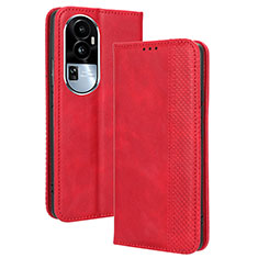 Funda de Cuero Cartera con Soporte Carcasa BY4 para Oppo Reno10 Pro+ Plus 5G Rojo