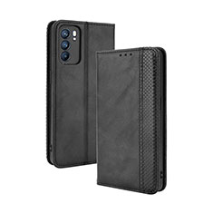 Funda de Cuero Cartera con Soporte Carcasa BY4 para Oppo Reno6 5G Negro