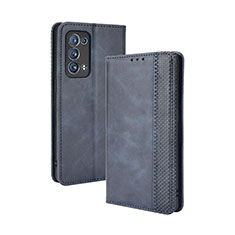 Funda de Cuero Cartera con Soporte Carcasa BY4 para Oppo Reno6 Pro+ Plus 5G Azul