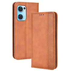 Funda de Cuero Cartera con Soporte Carcasa BY4 para Oppo Reno7 5G Marron