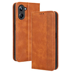 Funda de Cuero Cartera con Soporte Carcasa BY4 para Realme 10 Pro 5G Marron