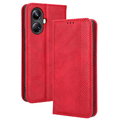 Funda de Cuero Cartera con Soporte Carcasa BY4 para Realme 10 Pro+ Plus 5G Rojo