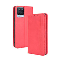 Funda de Cuero Cartera con Soporte Carcasa BY4 para Realme 8 Pro Rojo