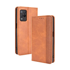 Funda de Cuero Cartera con Soporte Carcasa BY4 para Realme 8s 5G Marron