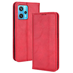 Funda de Cuero Cartera con Soporte Carcasa BY4 para Realme 9 Pro 5G Rojo