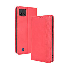 Funda de Cuero Cartera con Soporte Carcasa BY4 para Realme C11 (2021) Rojo