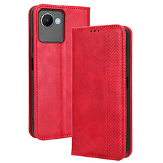 Funda de Cuero Cartera con Soporte Carcasa BY4 para Realme C30s Rojo