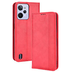 Funda de Cuero Cartera con Soporte Carcasa BY4 para Realme C31 Rojo