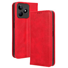 Funda de Cuero Cartera con Soporte Carcasa BY4 para Realme C51 Rojo