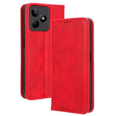 Funda de Cuero Cartera con Soporte Carcasa BY4 para Realme C53 India Rojo