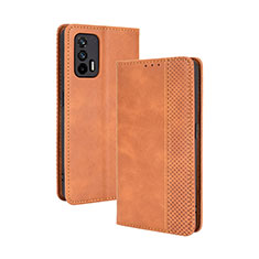 Funda de Cuero Cartera con Soporte Carcasa BY4 para Realme GT 5G Marron