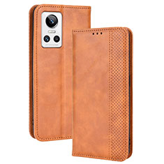 Funda de Cuero Cartera con Soporte Carcasa BY4 para Realme GT Neo3 5G Marron