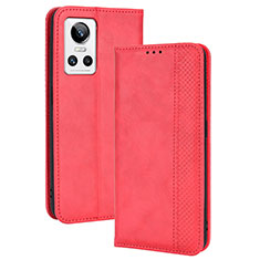 Funda de Cuero Cartera con Soporte Carcasa BY4 para Realme GT Neo3 5G Rojo