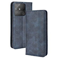 Funda de Cuero Cartera con Soporte Carcasa BY4 para Realme Narzo 50A Azul