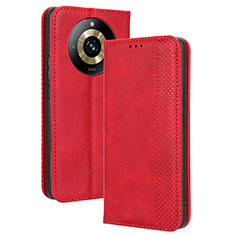 Funda de Cuero Cartera con Soporte Carcasa BY4 para Realme Narzo 60 Pro 5G Rojo