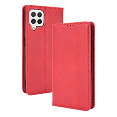 Funda de Cuero Cartera con Soporte Carcasa BY4 para Samsung Galaxy A22 4G Rojo