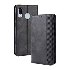 Funda de Cuero Cartera con Soporte Carcasa BY4 para Samsung Galaxy A30 Negro