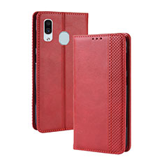 Funda de Cuero Cartera con Soporte Carcasa BY4 para Samsung Galaxy A30 Rojo