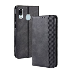 Funda de Cuero Cartera con Soporte Carcasa BY4 para Samsung Galaxy A40 Negro