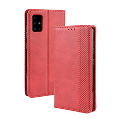 Funda de Cuero Cartera con Soporte Carcasa BY4 para Samsung Galaxy A51 4G Rojo