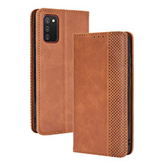 Funda de Cuero Cartera con Soporte Carcasa BY4 para Samsung Galaxy F02S SM-E025F Marron