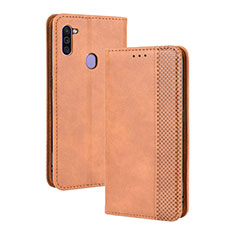 Funda de Cuero Cartera con Soporte Carcasa BY4 para Samsung Galaxy M11 Marron