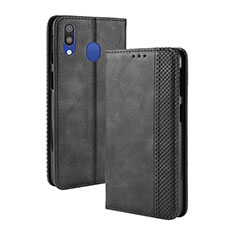 Funda de Cuero Cartera con Soporte Carcasa BY4 para Samsung Galaxy M20 Negro