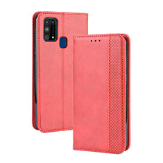 Funda de Cuero Cartera con Soporte Carcasa BY4 para Samsung Galaxy M21s Rojo