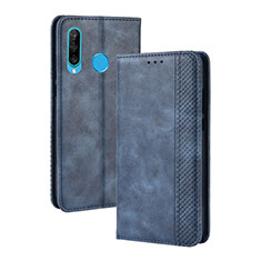 Funda de Cuero Cartera con Soporte Carcasa BY4 para Samsung Galaxy M30 Azul