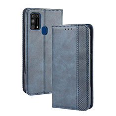 Funda de Cuero Cartera con Soporte Carcasa BY4 para Samsung Galaxy M31 Azul