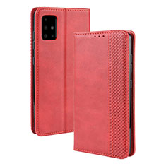 Funda de Cuero Cartera con Soporte Carcasa BY4 para Samsung Galaxy M51 Rojo