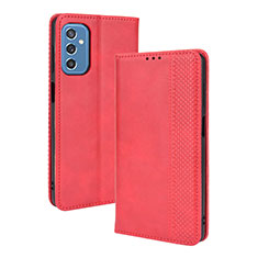 Funda de Cuero Cartera con Soporte Carcasa BY4 para Samsung Galaxy M52 5G Rojo