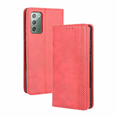 Funda de Cuero Cartera con Soporte Carcasa BY4 para Samsung Galaxy S20 FE 4G Rojo