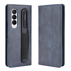 Funda de Cuero Cartera con Soporte Carcasa BY4 para Samsung Galaxy Z Fold4 5G Azul