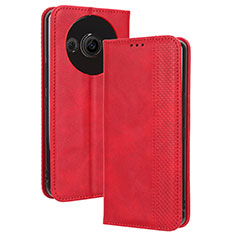 Funda de Cuero Cartera con Soporte Carcasa BY4 para Sharp Aquos R8 Pro Rojo