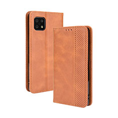 Funda de Cuero Cartera con Soporte Carcasa BY4 para Sharp Aquos Sense6s Marron