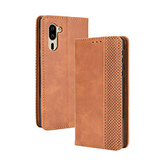 Funda de Cuero Cartera con Soporte Carcasa BY4 para Sharp Simple Sumaho 5 Marron