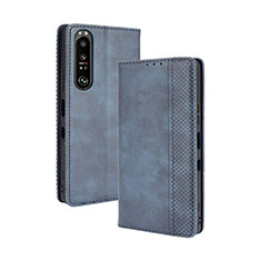 Funda de Cuero Cartera con Soporte Carcasa BY4 para Sony Xperia 1 III Azul