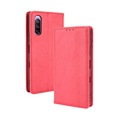 Funda de Cuero Cartera con Soporte Carcasa BY4 para Sony Xperia 10 III Rojo