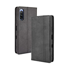 Funda de Cuero Cartera con Soporte Carcasa BY4 para Sony Xperia 10 III SOG04 Negro